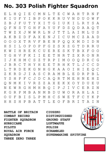 No. 303 Polish Fighter Squadron Word Search