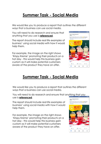 NQF BTEC Level 3 - Unit 3 Summer Task