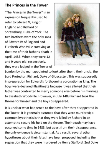 The Princes in the Tower Handout