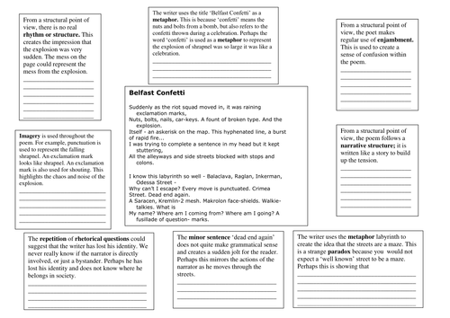 Belfast Confetti: multiple interpretations analysis worksheet