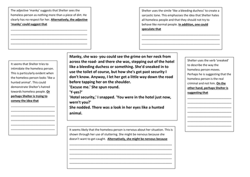 Stone Cold: 'Shelter' extract close analysis