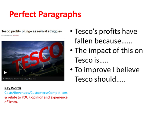 GCSE Business Perfect paragraph (exam wriring prep)
