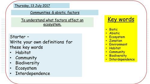 Communities & Abiotic factors - NEW AQA GCSE