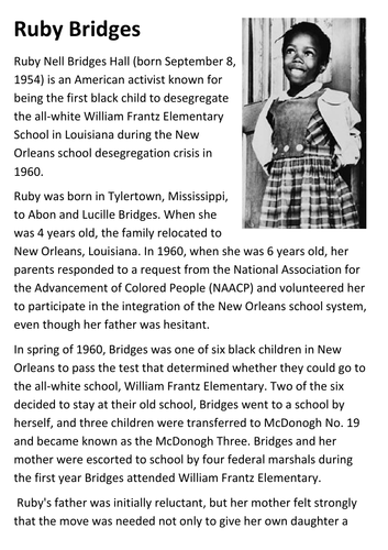 Ruby Bridges Handout | Teaching Resources