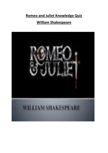 Romeo and Juliet Knowledge Quiz
