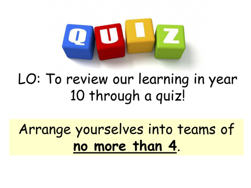 A GCSE English (current spec) fun end of year quiz