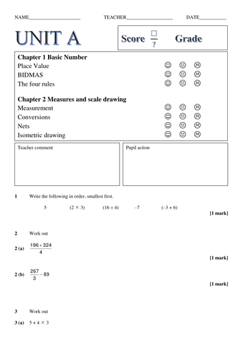 All the chapter tests for aqa GCSE foundation maths.