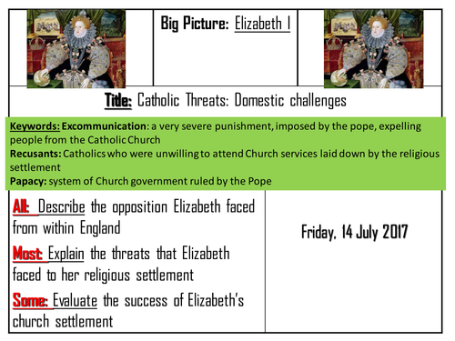 AQA 8145 Elizabeth I - Domestic Catholic Threats
