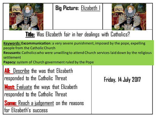 AQA 8145 Elizabeth I - Response to Catholic threats