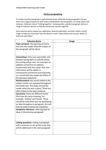 Perfect paragraphing to help strucutre descriptive writing tasks
