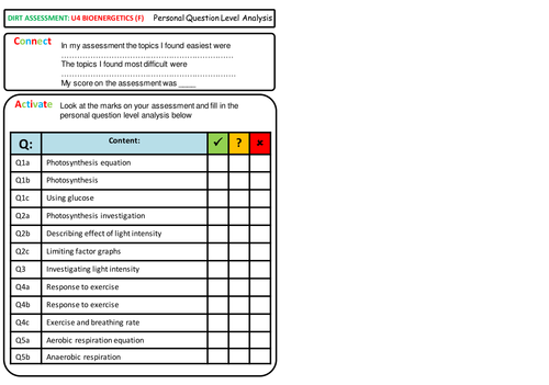 AQA GCSE Biology - Unit 4 - Bioenergetics Assessment - Foundation Tier ...