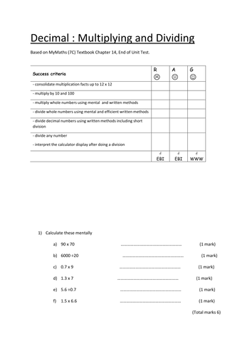 Multiply and Divide Decimals