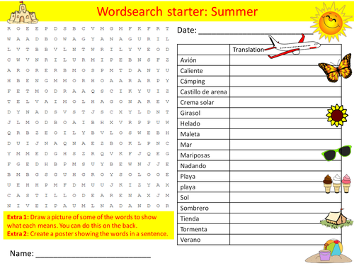 Spanish Seasons: Summer Keyword Wordsearch Crossword Anagrams Keyword Starters Cover