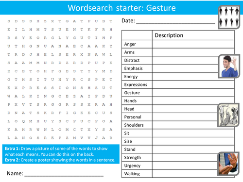 Drama Gesture Keyword Wordsearch Crossword Anagrams Brainstormer Starters Cover Homework Literacy