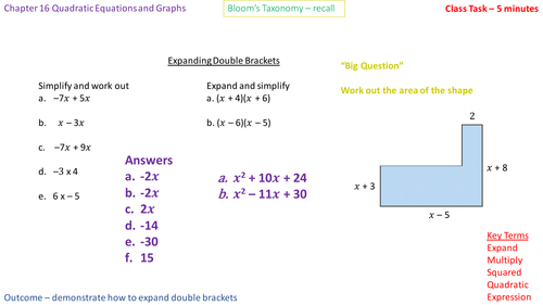 16.1c - Expanding double brackets of the form (x + a)(x - b) - Problem Solving
