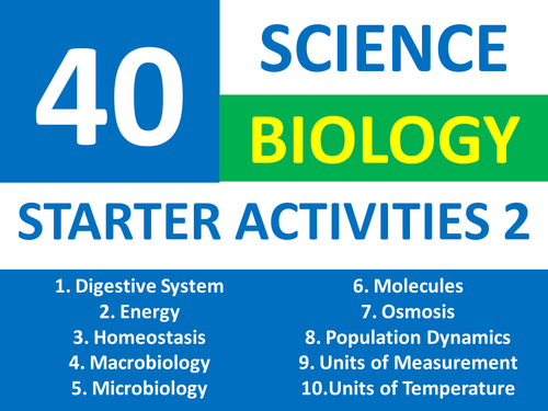 40 Science Biology Starter Activities 2 Keyword Wordsearch Crossword Anagrams Cover Lesson Homework