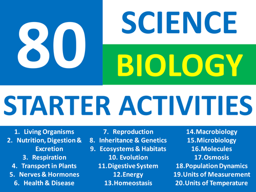 80 Science Biology Starter Activities Keyword Wordsearch Crossword Anagrams Cover Lesson Homework