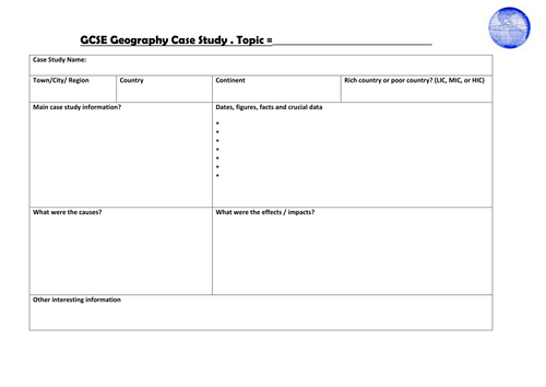 gcse case study list