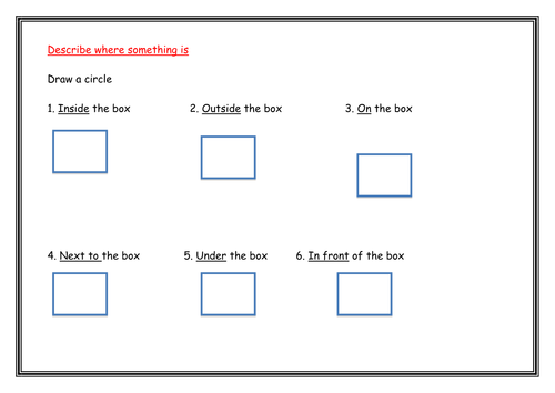 Positional Language Worksheets Year 1 By DejanT