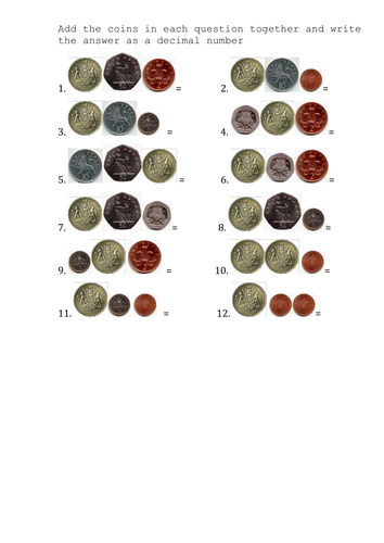 money and decimal numbers worksheets year 4 teaching