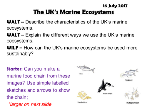 EDEXCEL A; ECOSYSTEMS; The UK's Marine Ecosystems