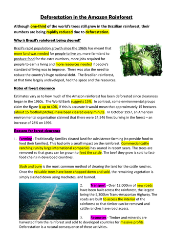 EDEXCEL A; ECOSYSTEMS; Uses of the Amazon Rainforest (3 levels of differentiation)