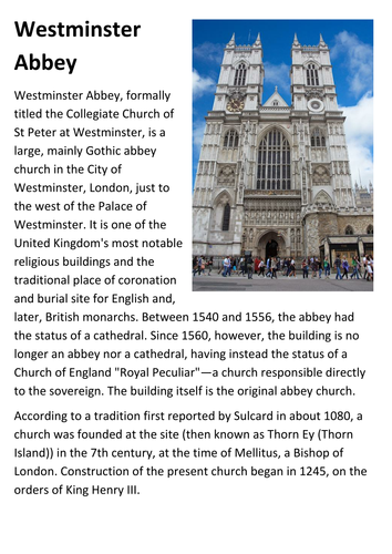 Westminster Abbey Handout