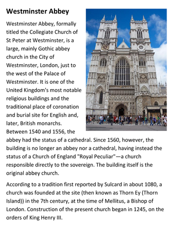 Westminster Abbey Handout