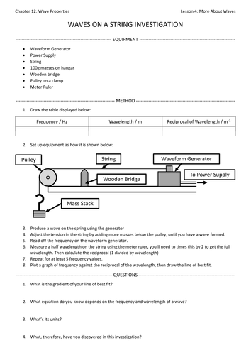 Waves Required Practical Worksheet for AQA GCSE Physics | Teaching