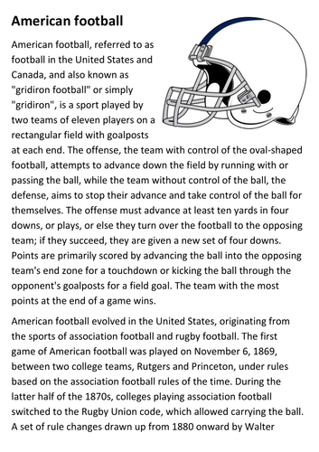 American Football Handout