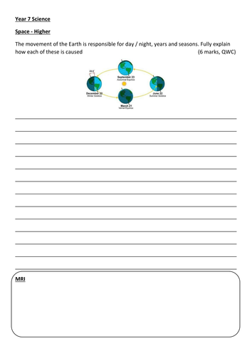 Extended writing task - Space - Foundation