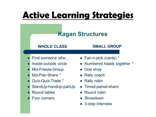 Active Learning CPD (Kagan) - 2 presentations to choose from