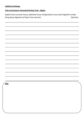 KS4 - Cells and systems extended writing task - Higher | Teaching Resources