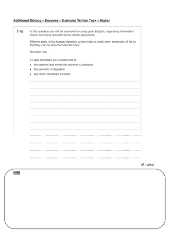 KS4 - Proteins Extended written task - Higher