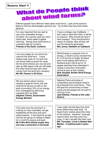 DME; Wind Farms. Fully resourced - single lesson. Can be used as assessment