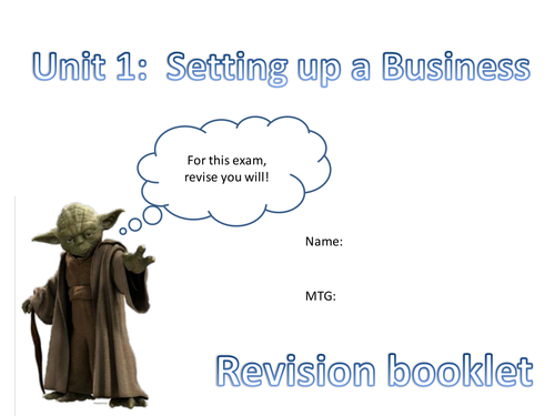 AQA GCSE Business Unit 1 Revision pack