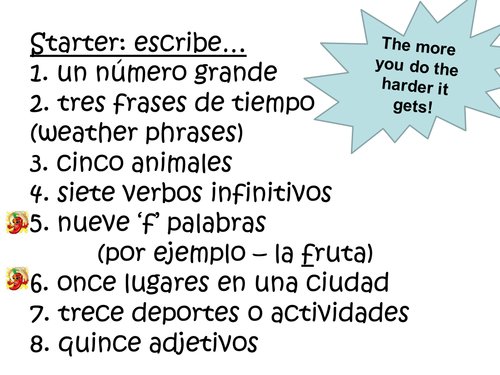 Spanish writing structure (skills) for KS3