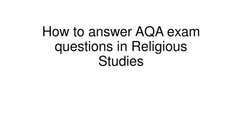 AQA exam style questions Religious Studies