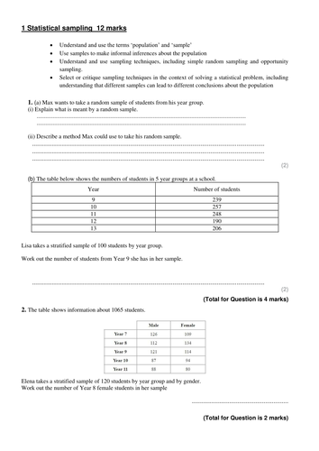 A Level Maths Applied 2017 Statistics Year 1 Homework Booklet