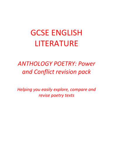 Poetry Revision Pack - GCSE Power and Conflict