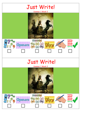 writing prompts - cold write -just write - stimulation ans success criteria