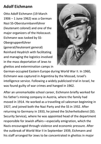 Adolf Eichmann Handout