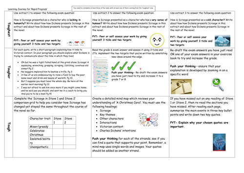 A Christmas Carol staves 1 and 2 learning journey A3 (new GCSE AQA Lit)