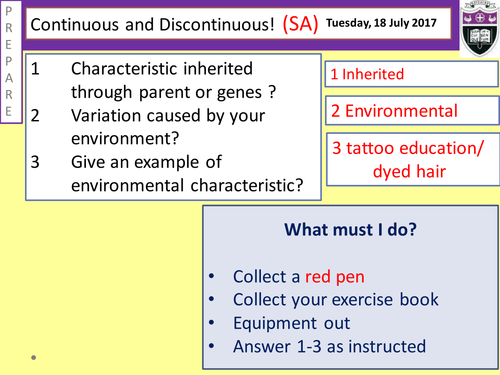 Continuous and Discontinous variation