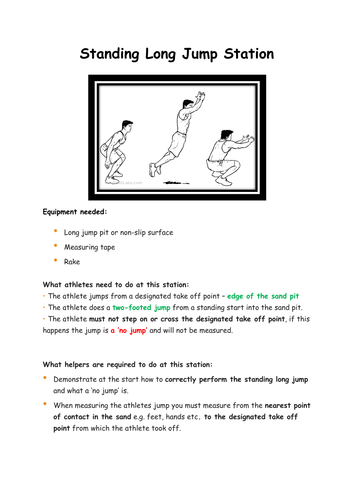 Primary school sports day station cards