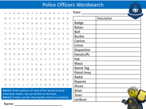 Police Officers Wordsearch Starter Activity Police Force Careers Job