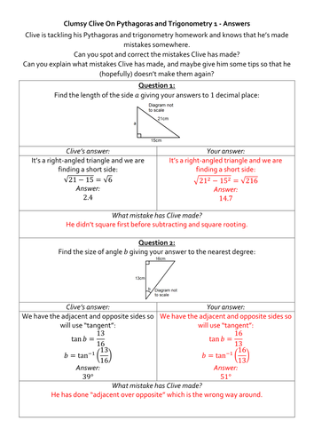 Clumsy Clive On Pythagoras and Trigonometry