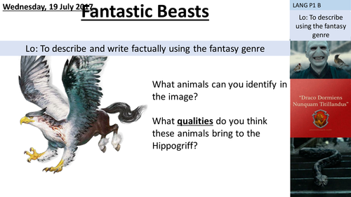 Fantastic beasts and where to find them fact file writing and writing to describe