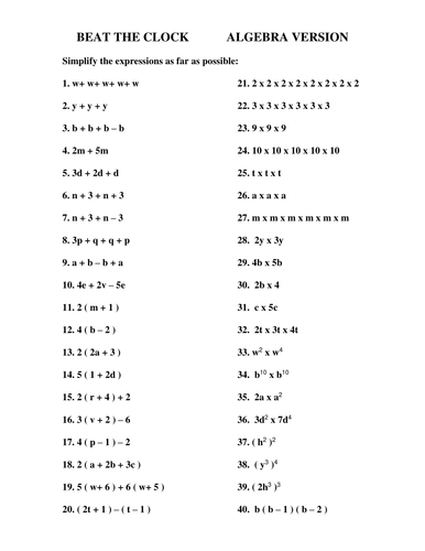 Simplifying in Algebra