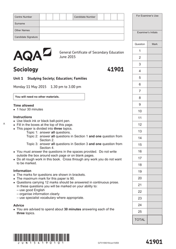 GCSE Sociology (AQA Legacy Specification): Plan of Delivery & Support Materials (Unit 1 & 2)